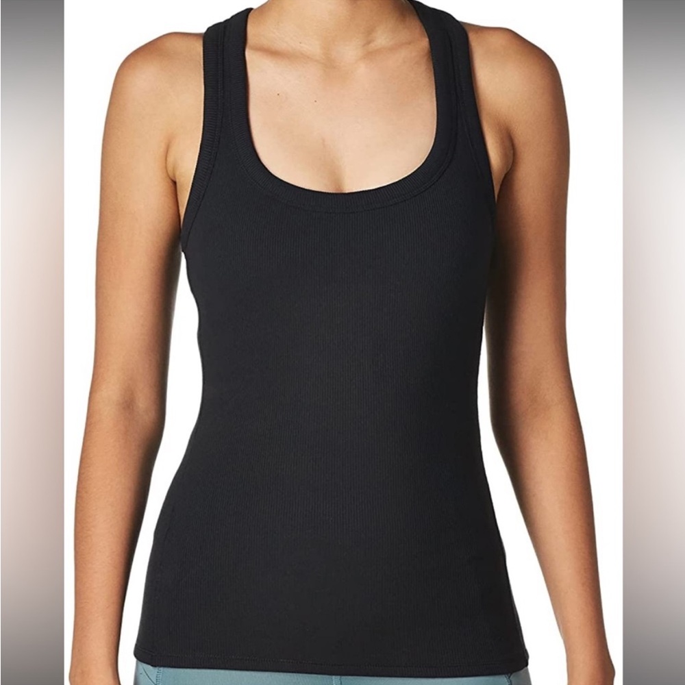 ALO Yoga black ribbed racerback tank built in lined bra Size Small